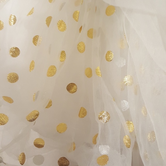 Ivory tulle TuTu with gold polkadots - Picture 2 of 3
